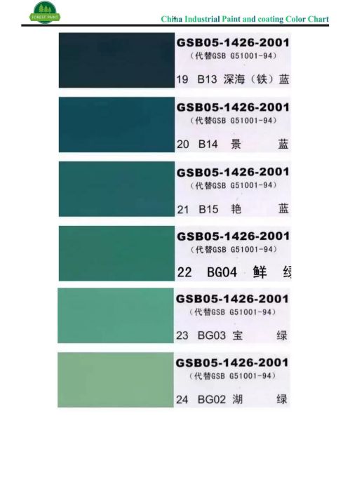 Tabela de cores de tintas e revestimentos industriais da China_03