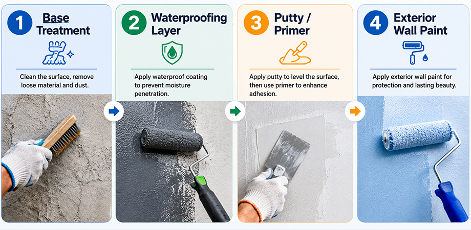 exterior wall paint usage steps